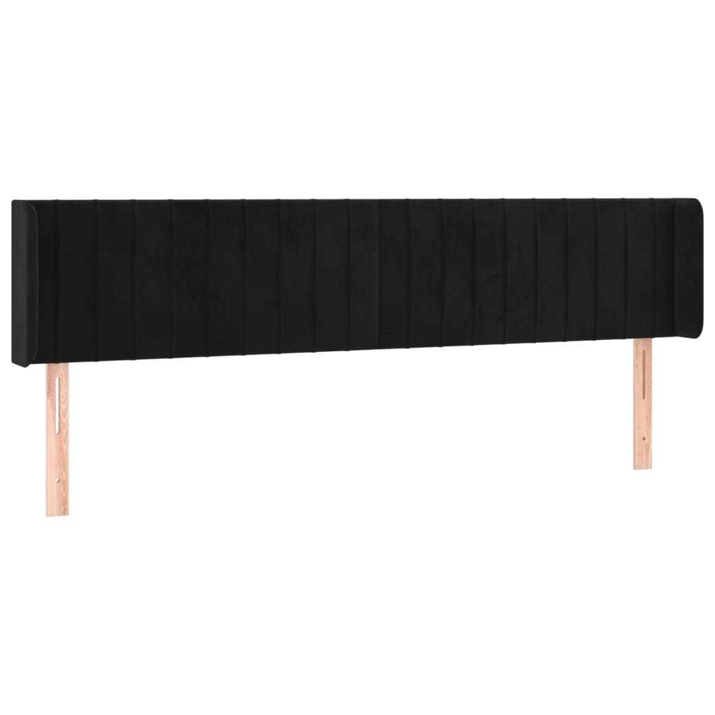 Uzglavlje s ušima crno 163x16x78/88 cm baršunasto