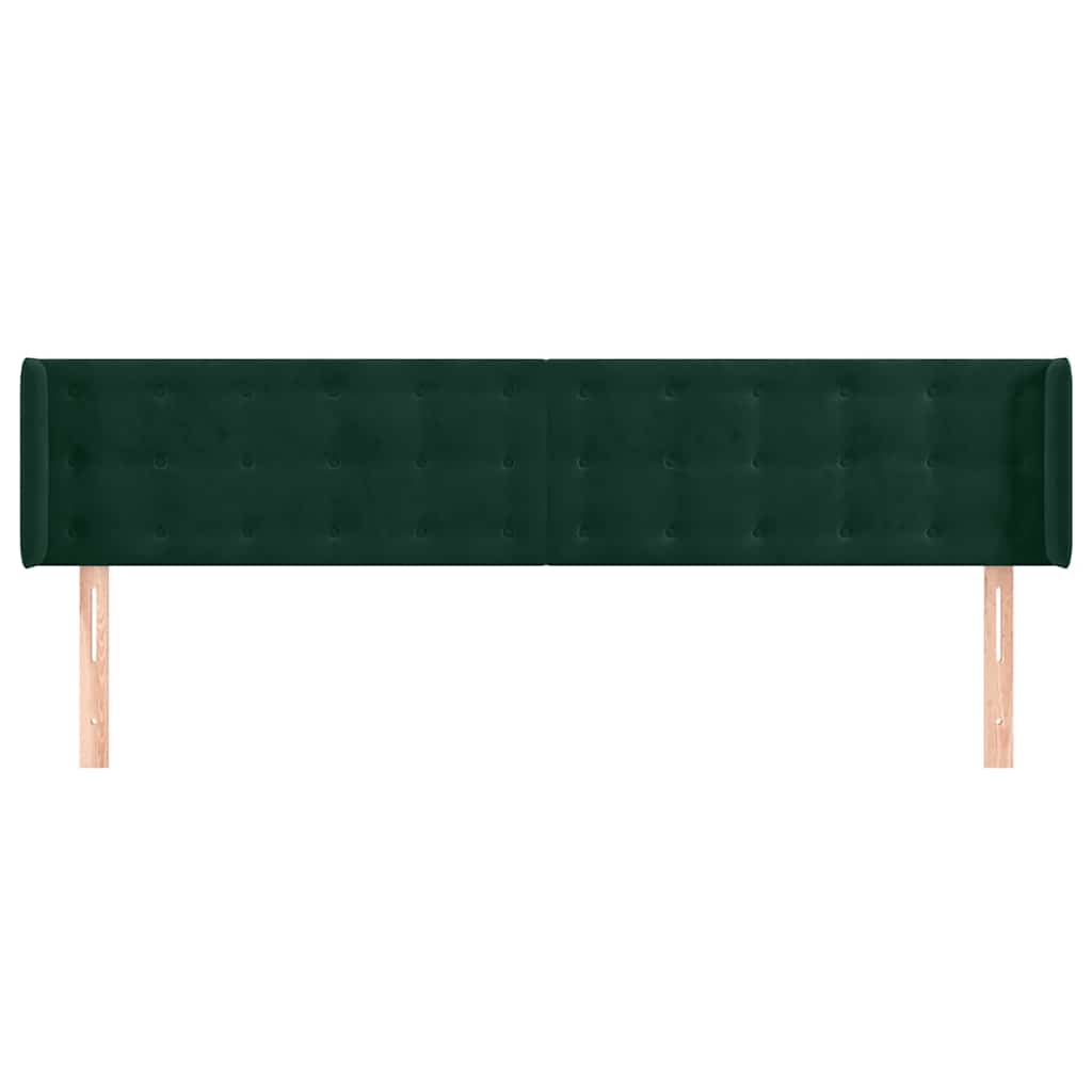 Uzglavlje s ušima tamnozeleno 163x16x78/88 cm baršunasto