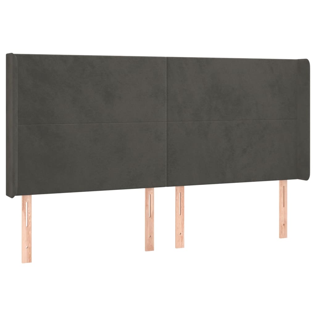 Uzglavlje s ušima tamnosivo 163x16x118/128 cm baršunasto