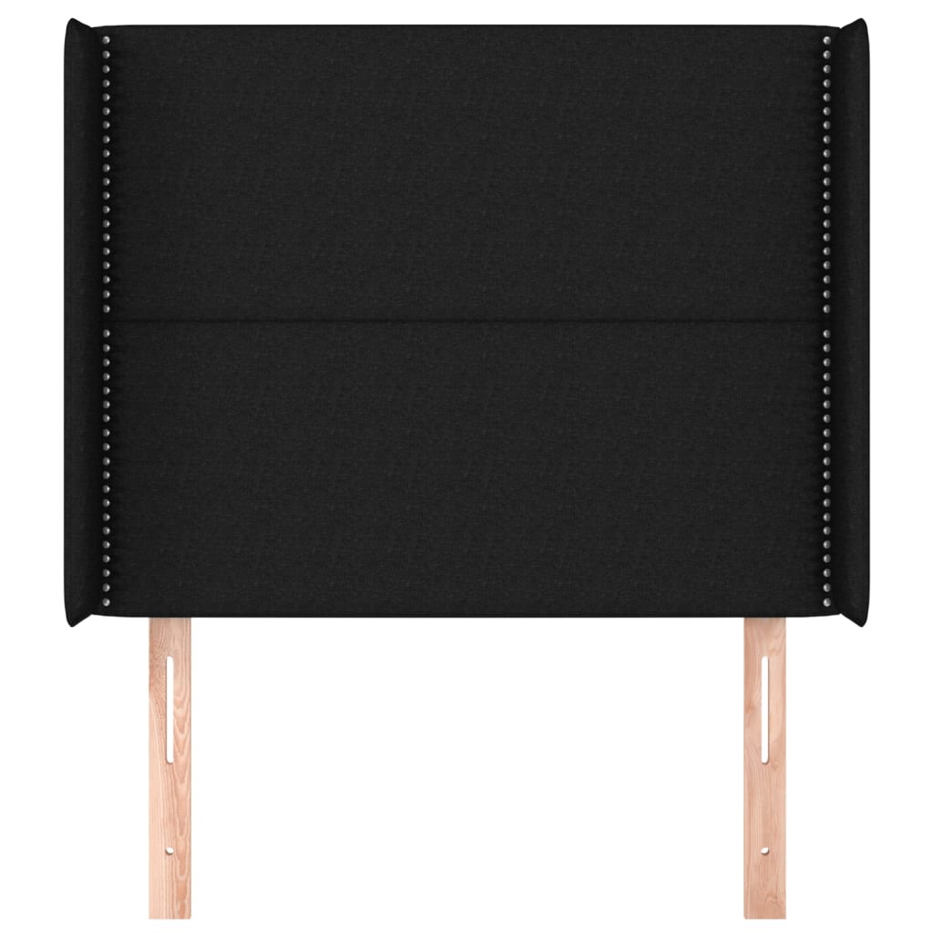 Uzglavlje s ušima crno 93x16x118/128 cm od tkanine