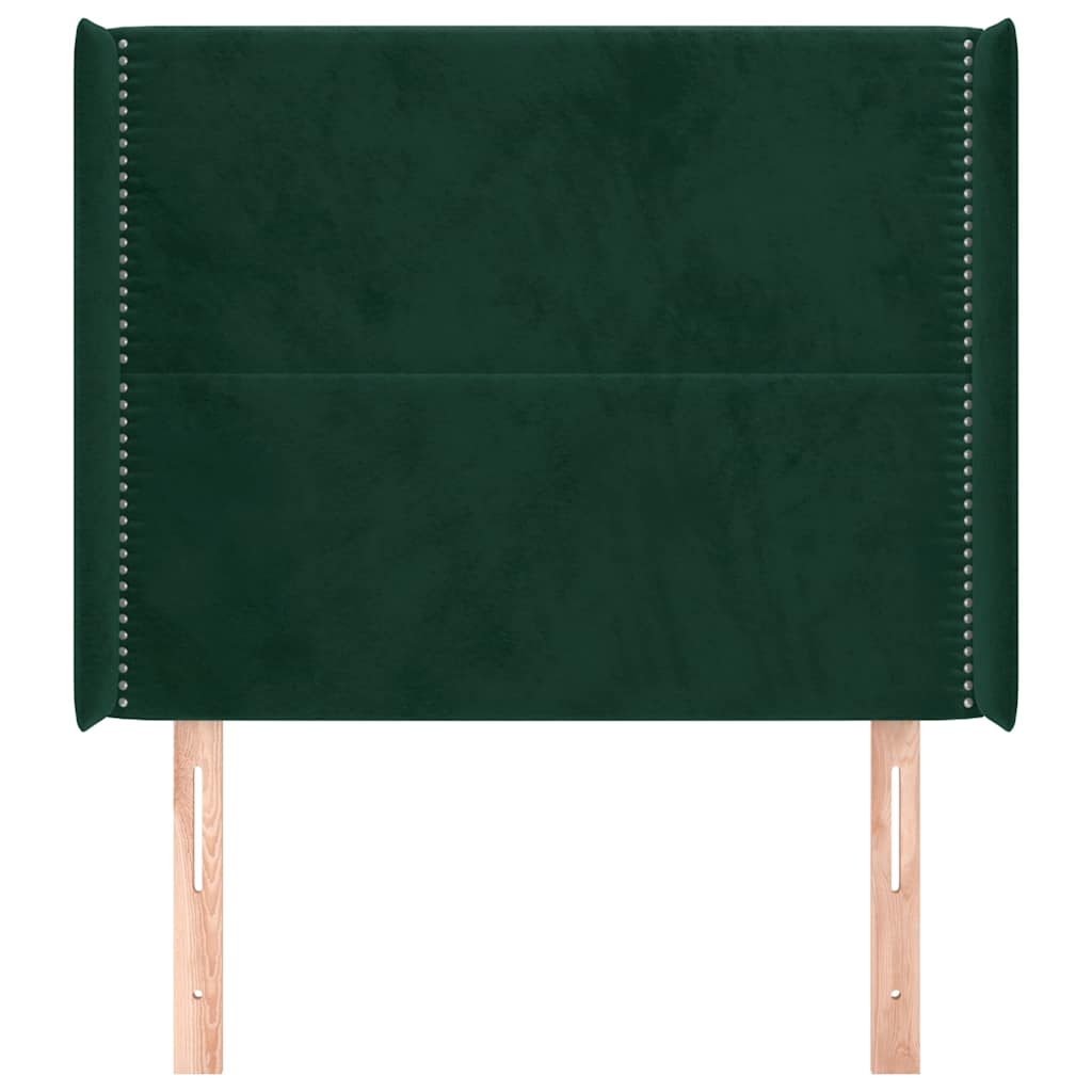 Uzglavlje s ušima tamnozeleno 103x16x118/128 cm baršunasto