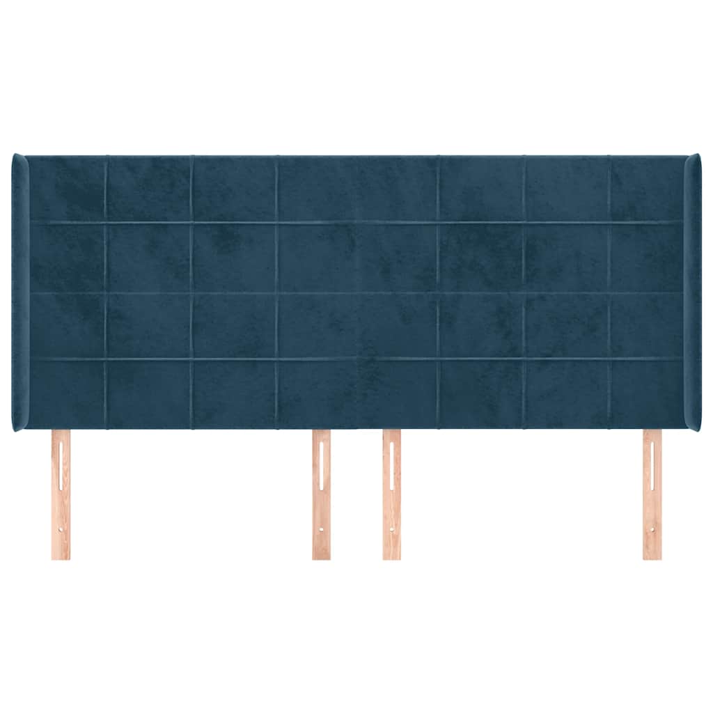 Uzglavlje s ušima tamnoplavo 183x16x118/128 cm baršunasto
