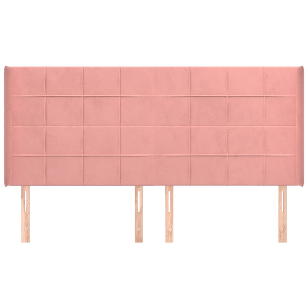 Uzglavlje s ušima ružičasto 203x16x118/128 cm baršunasto