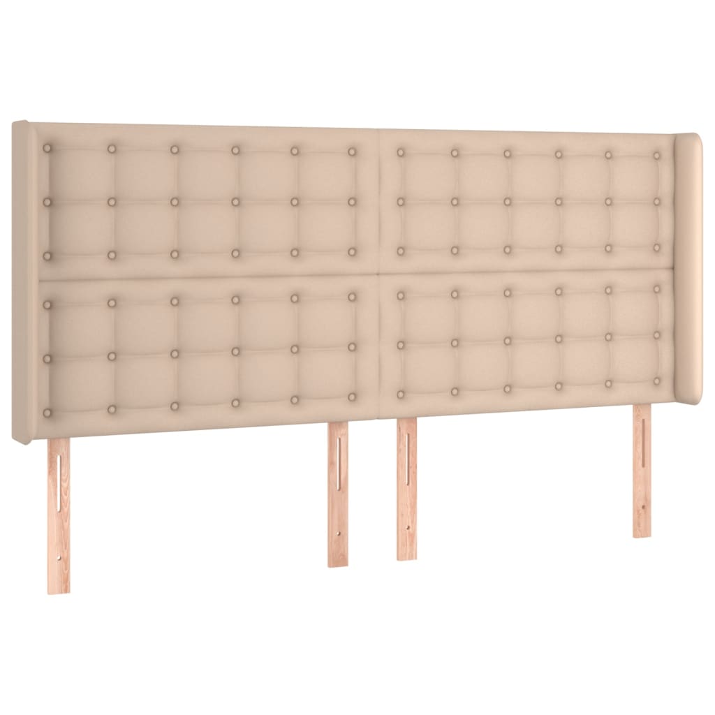 Uzglavlje s ušima boja cappuccina 163x16x118/128cm umjetna koža