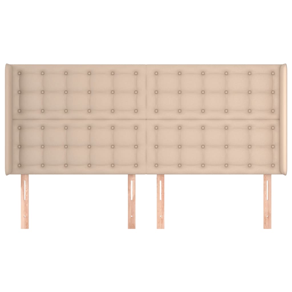Uzglavlje s ušima boja cappuccina 163x16x118/128cm umjetna koža