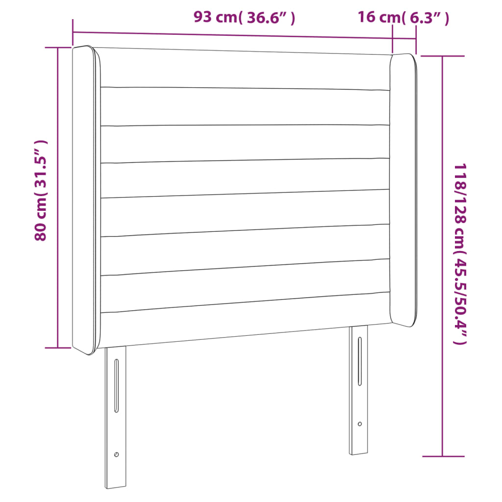 Uzglavlje s ušima krem 93x16x118/128 cm od tkanine