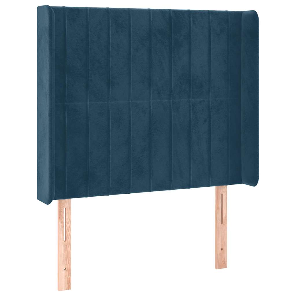 Uzglavlje s ušima tamnoplavo 83x16x118/128 cm baršunasto