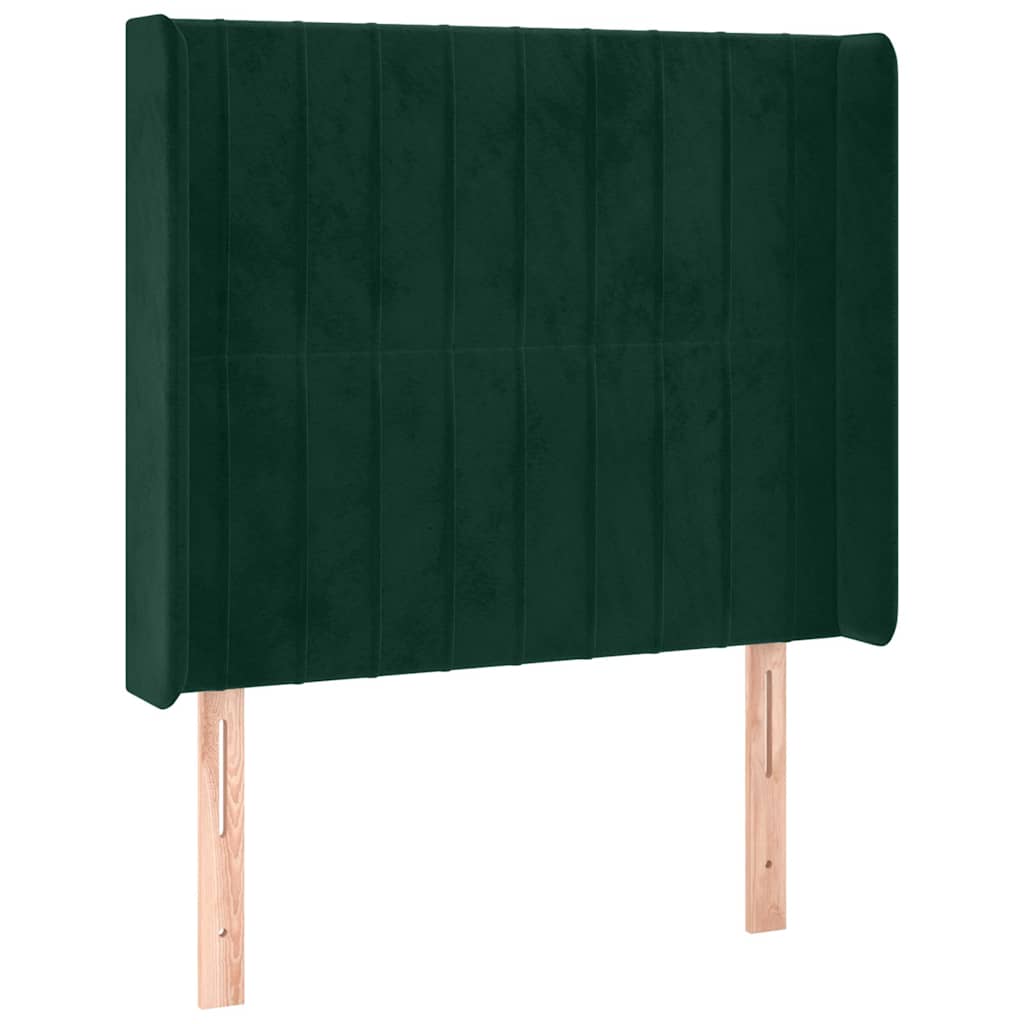 Uzglavlje s ušima tamnozeleno 93x16x118/128 cm baršunasto
