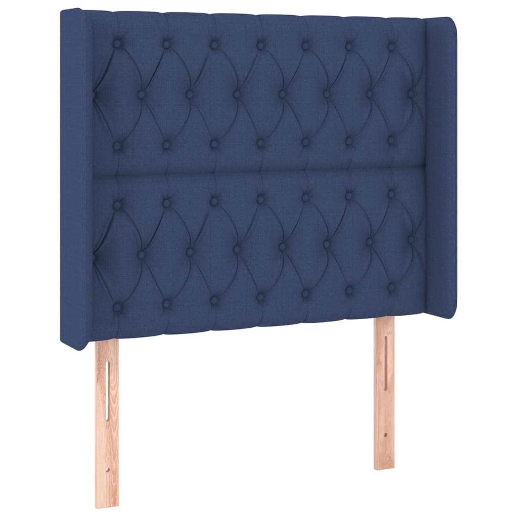Uzglavlje s ušima plavo 103x16x118/128 cm od tkanine