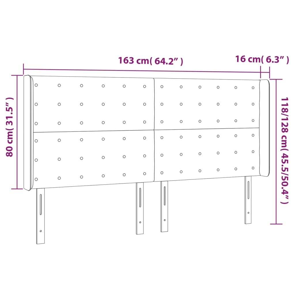 Uzglavlje s ušima tamnosmeđe 163x16x118/128 cm od tkanine