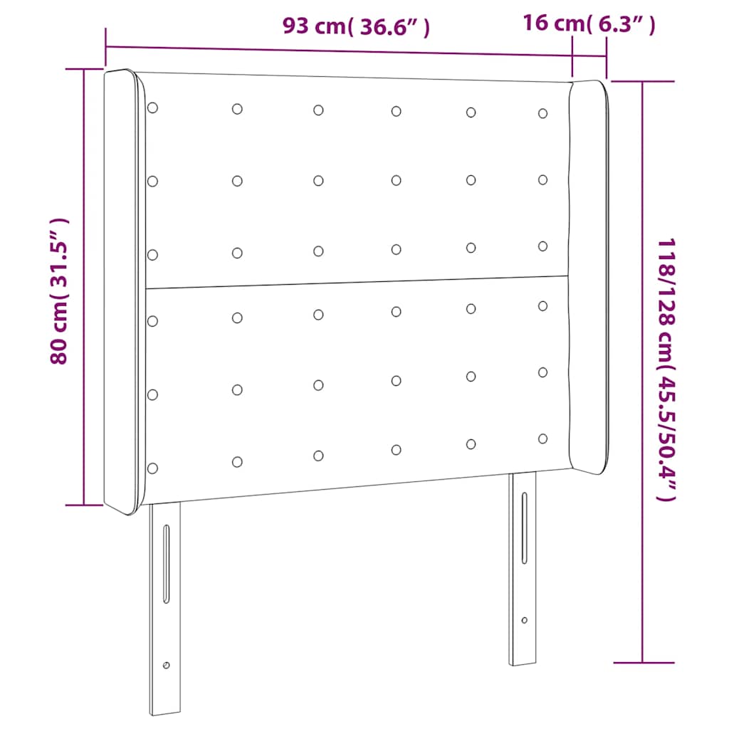 Uzglavlje s ušima tamnoplavo 93x16x118/128 cm baršunasto