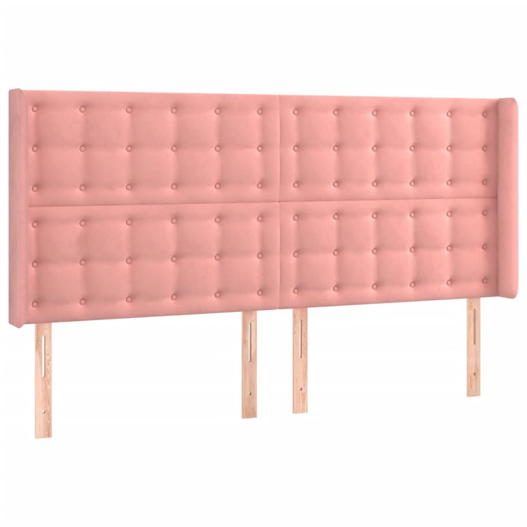 Uzglavlje s ušima ružičasto 203x16x118/128 cm baršunasto