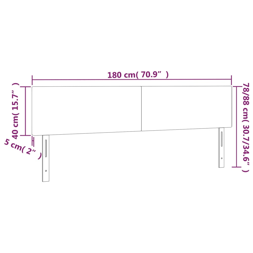 LED uzglavlje smeđesivo 180x5x78/88 cm od tkanine