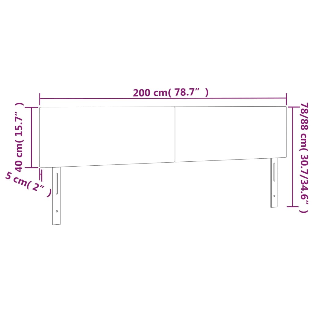 LED uzglavlje crno 200x5x78/88 cm od tkanine