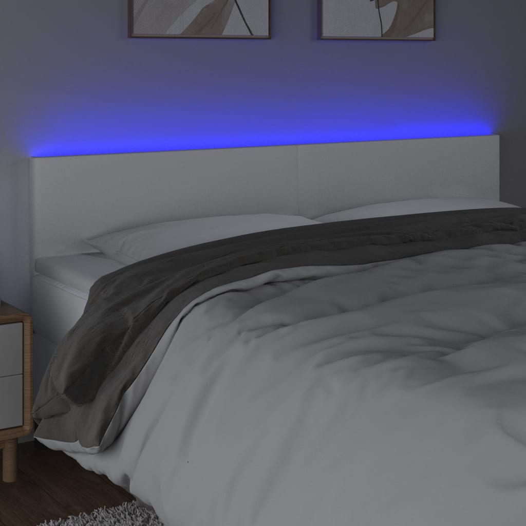 LED uzglavlje bijelo 180 x 5 x 78/88 cm od umjetne kože