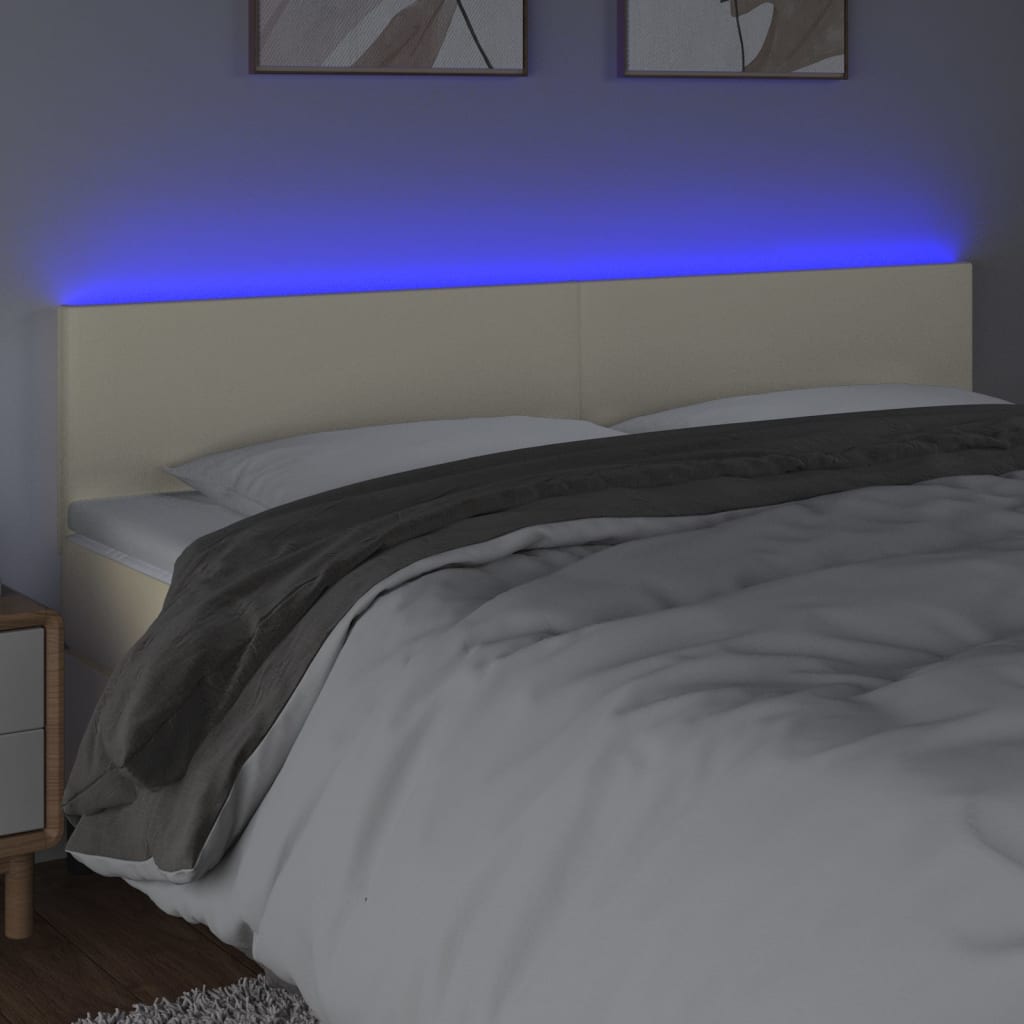 LED uzglavlje krem 200 x 5 x 78/88 cm od umjetne kože