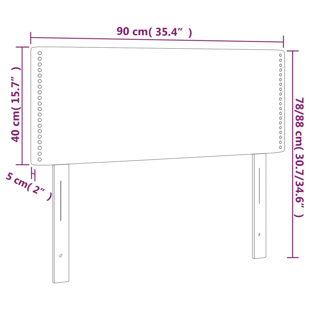 LED uzglavlje crno 90x5x78/88 cm od tkanine