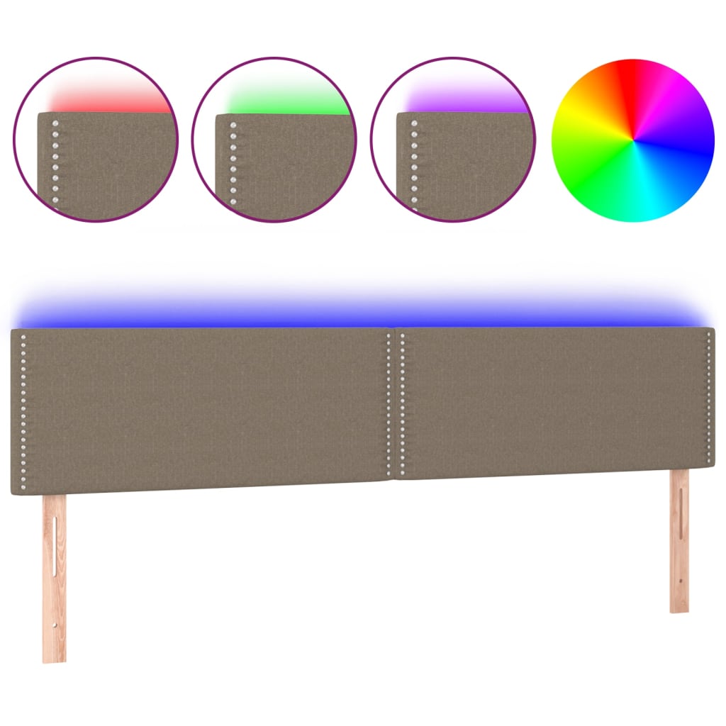 LED uzglavlje smeđesivo 180x5x78/88 cm od tkanine