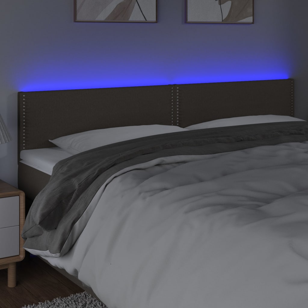 LED uzglavlje smeđesivo 180x5x78/88 cm od tkanine