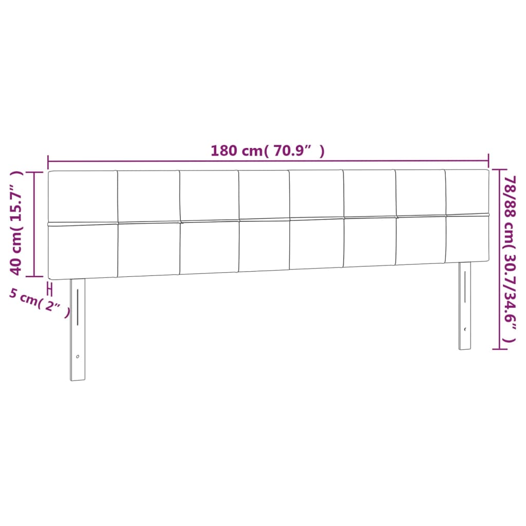 LED uzglavlje smeđesivo 180x5x78/88 cm od tkanine