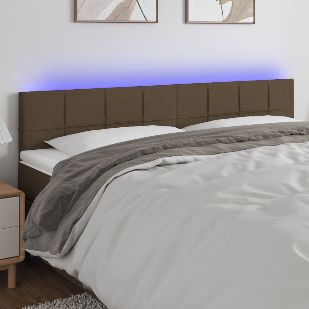 LED uzglavlje smeđesivo 180x5x78/88 cm od tkanine