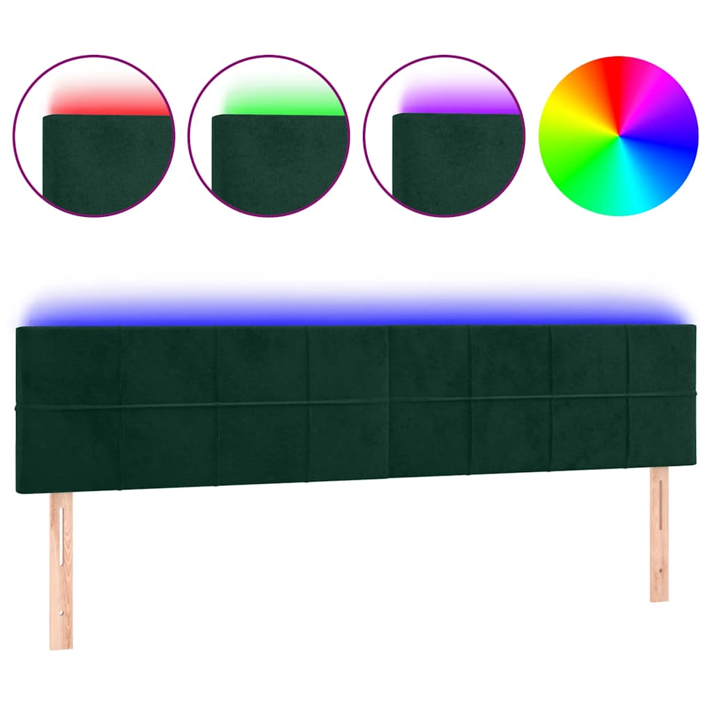 LED uzglavlje tamnozeleno 160x5x78/88 cm baršunasto