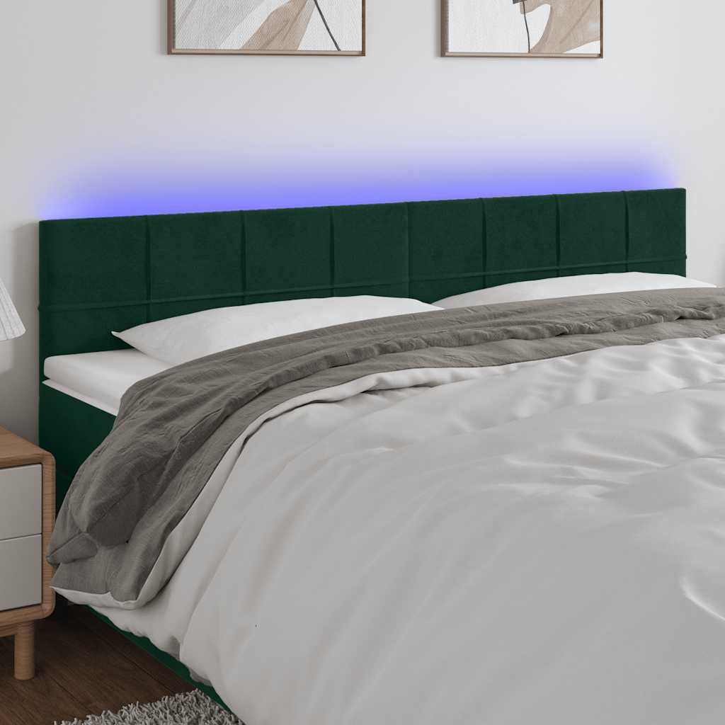 LED uzglavlje tamnozeleno 160x5x78/88 cm baršunasto