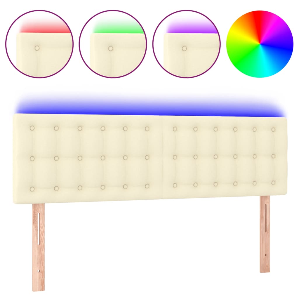 LED uzglavlje krem 144 x 5 x 78/88 cm od umjetne kože
