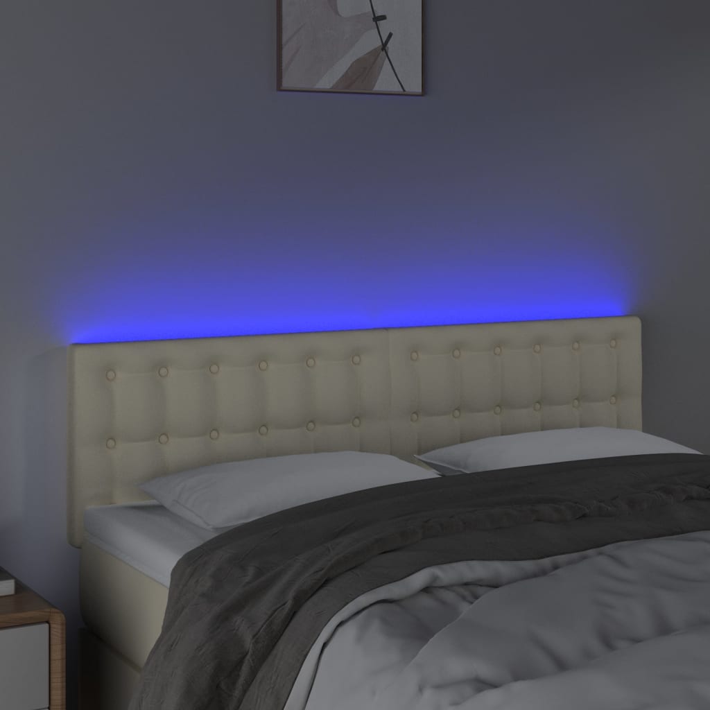 LED uzglavlje krem 144 x 5 x 78/88 cm od umjetne kože