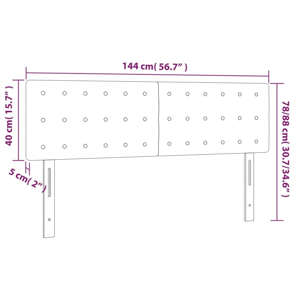 LED uzglavlje krem 144 x 5 x 78/88 cm od umjetne kože