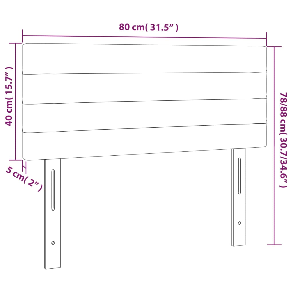 LED uzglavlje krem 80 x 5 x 78/88 cm od tkanine