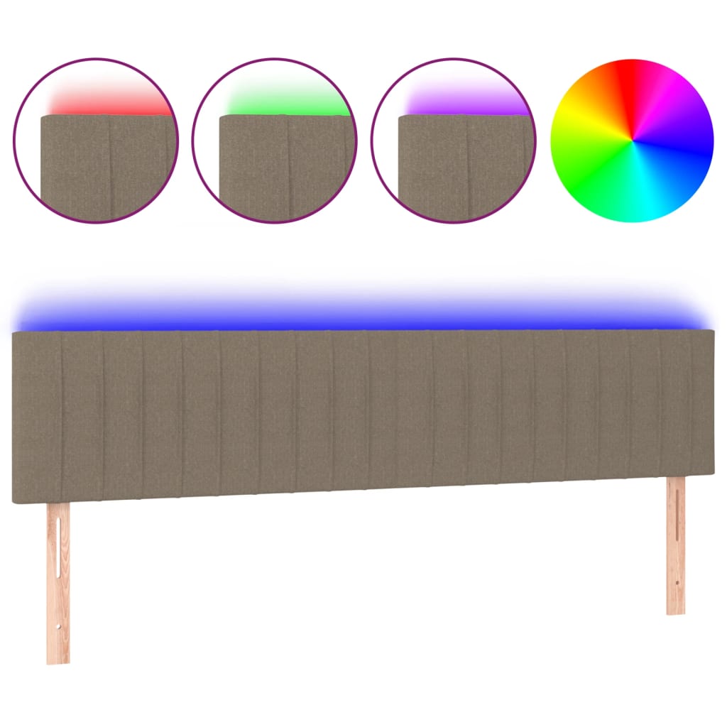 LED uzglavlje smeđesivo 180x5x78/88 cm od tkanine
