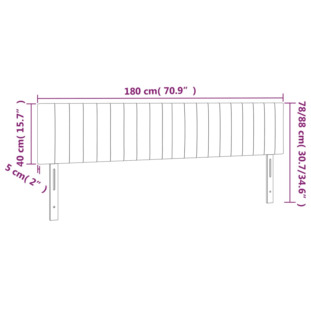LED uzglavlje smeđesivo 180x5x78/88 cm od tkanine