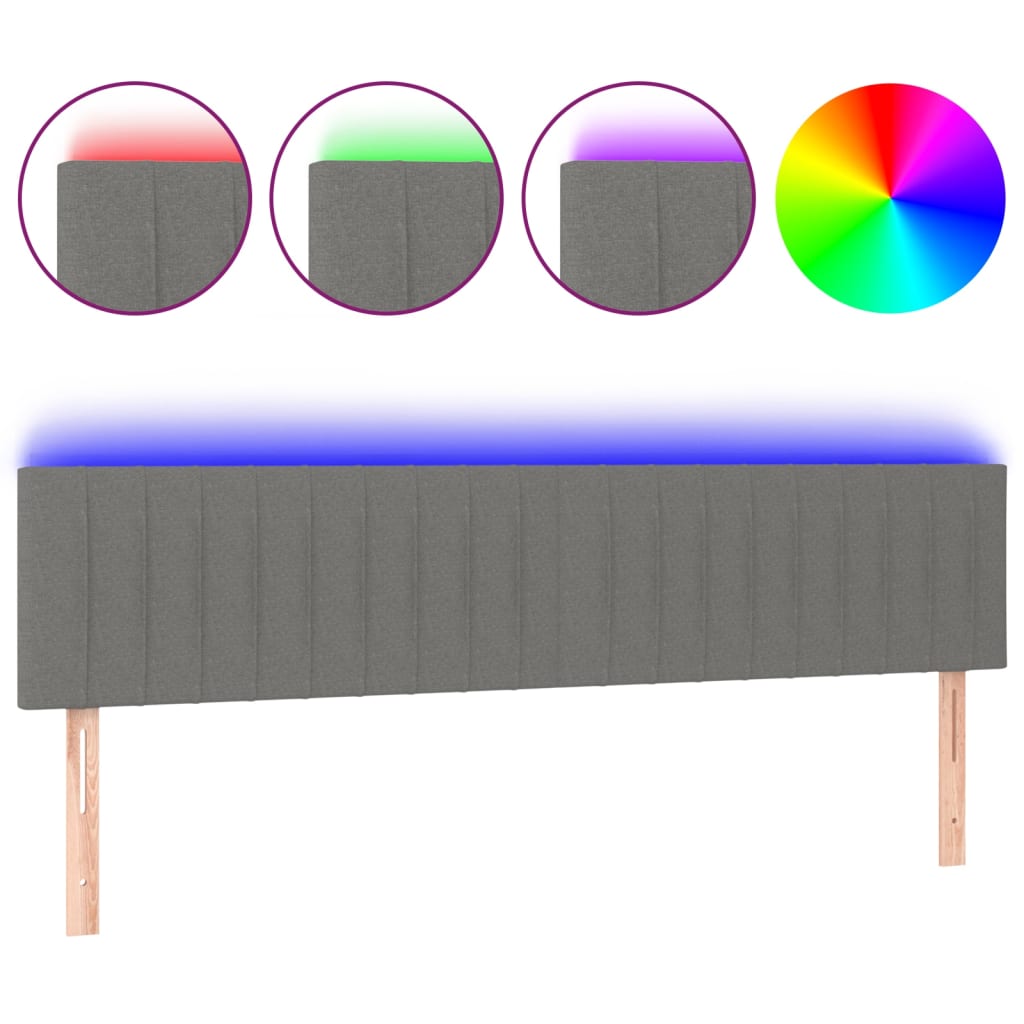 LED uzglavlje tamnosivo 200x5x78/88 cm od tkanine