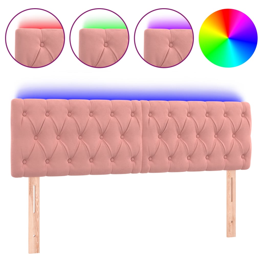 LED uzglavlje ružičasto 144x7x78/88 cm baršunasto