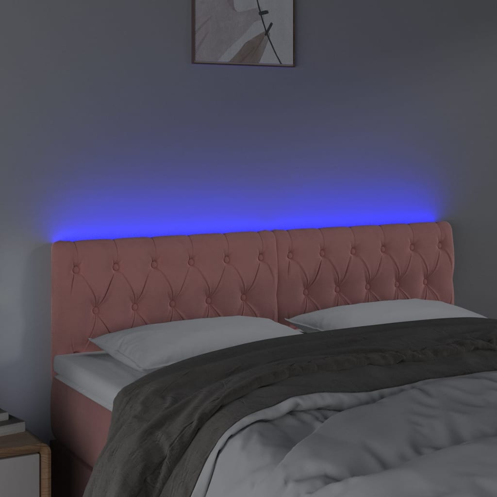 LED uzglavlje ružičasto 144x7x78/88 cm baršunasto