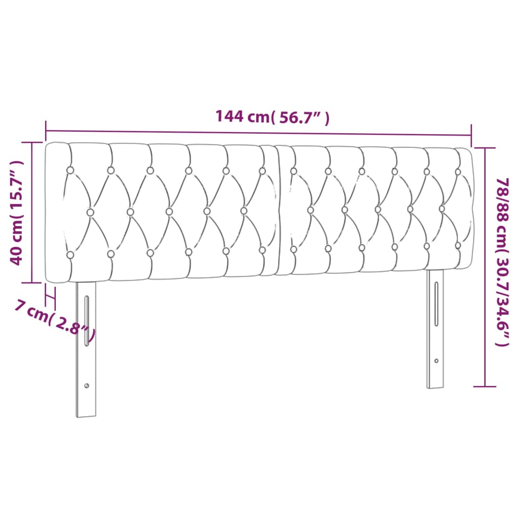LED uzglavlje ružičasto 144x7x78/88 cm baršunasto