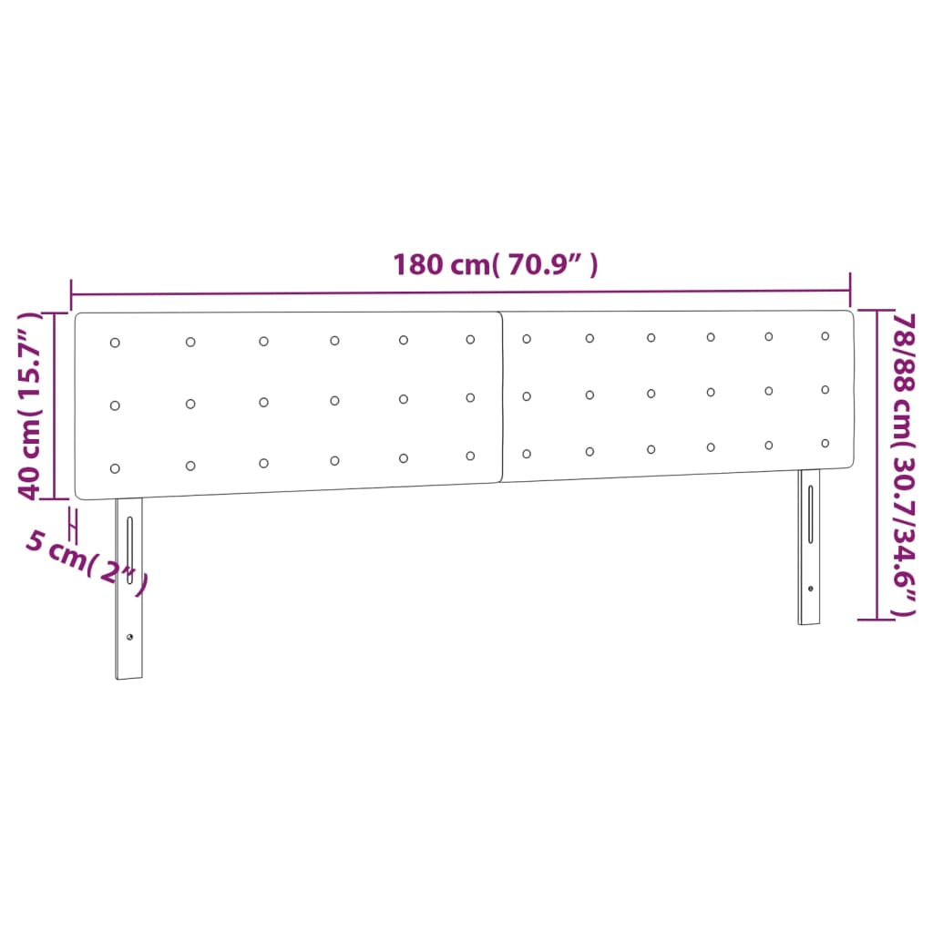 LED uzglavlje smeđesivo 180x5x78/88 cm od tkanine