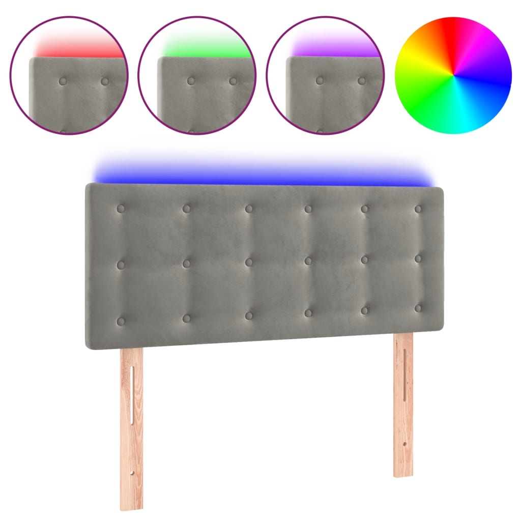 LED uzglavlje svjetlosivo 100x5x78/88 cm baršunasto