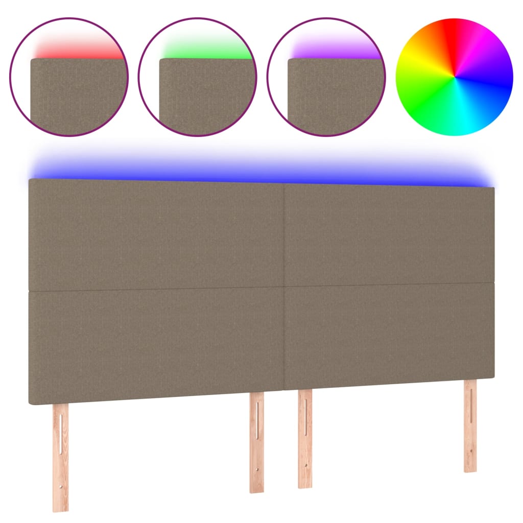 LED uzglavlje smeđesivo 160x5x118/128 cm od tkanine