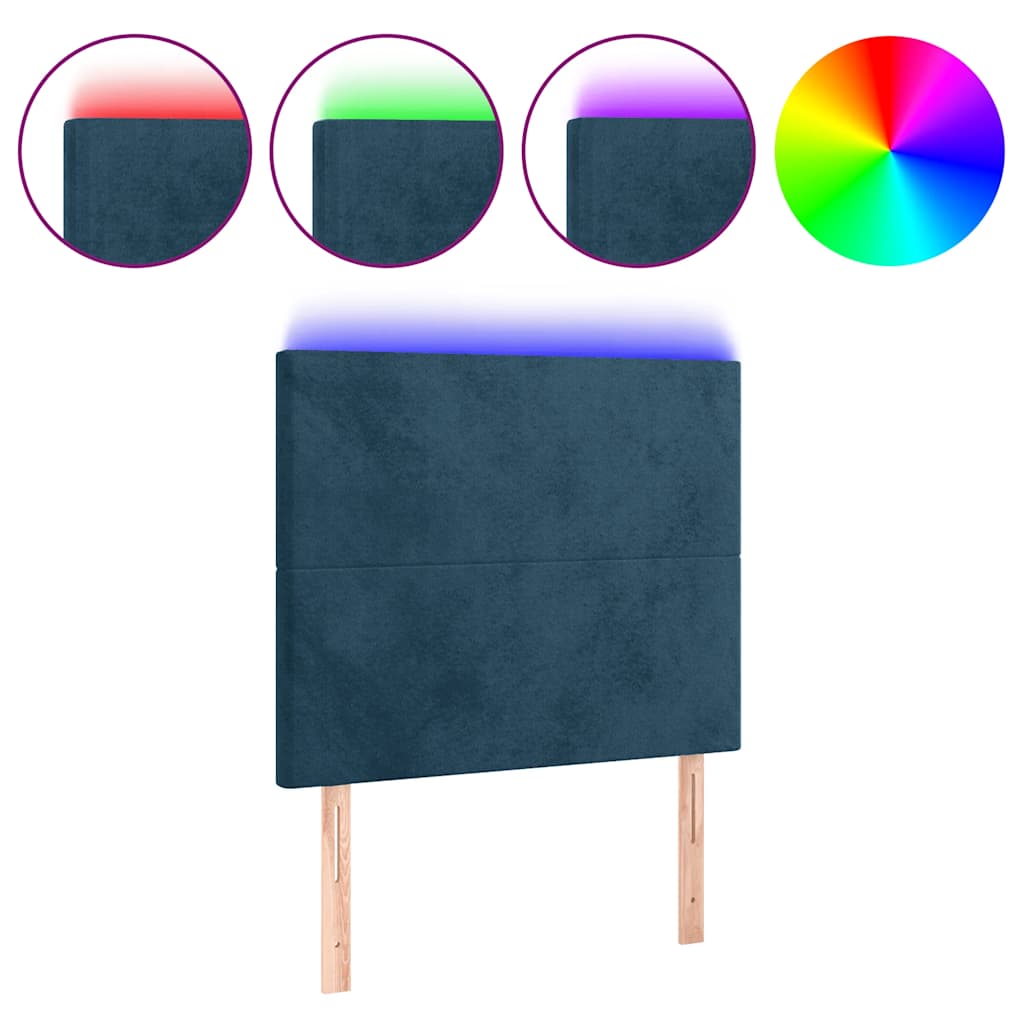 LED uzglavlje tamnoplavo 90x5x118/128 cm baršunasto