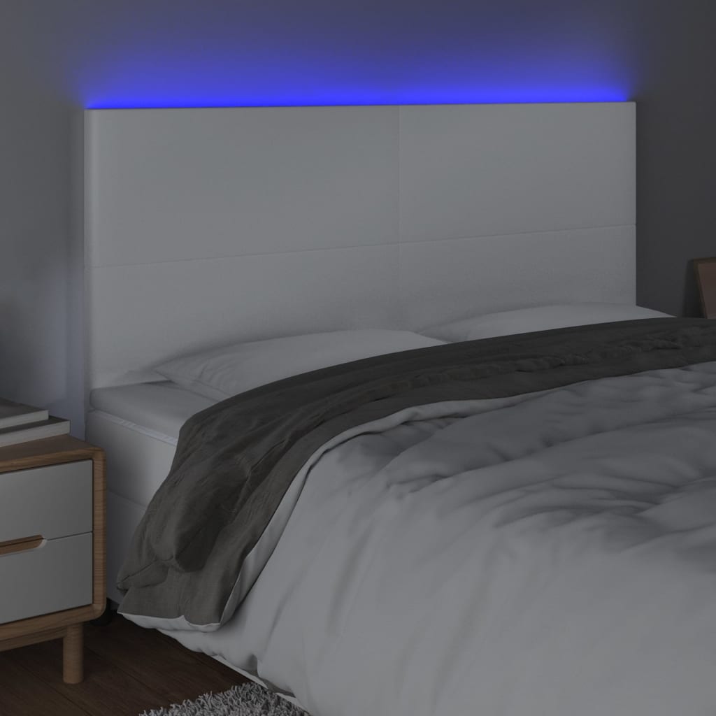 LED uzglavlje bijelo 160x5x118/128 cm od umjetne kože