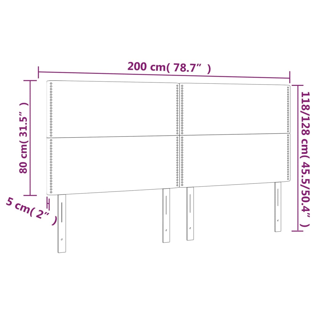 LED uzglavlje crno 200x5x118/128 cm od tkanine