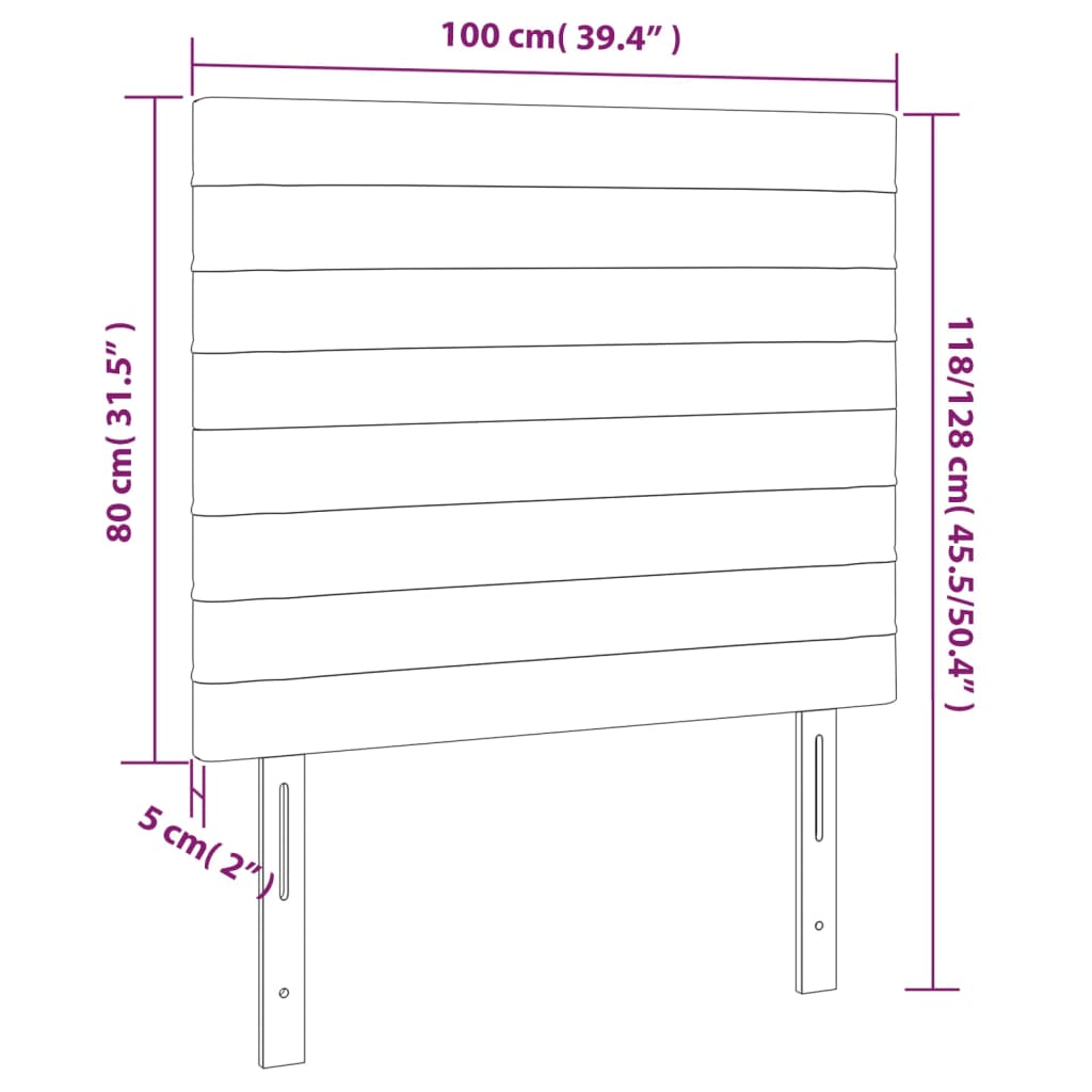 LED uzglavlje svjetlosivo 100x5x118/128 cm od tkanine