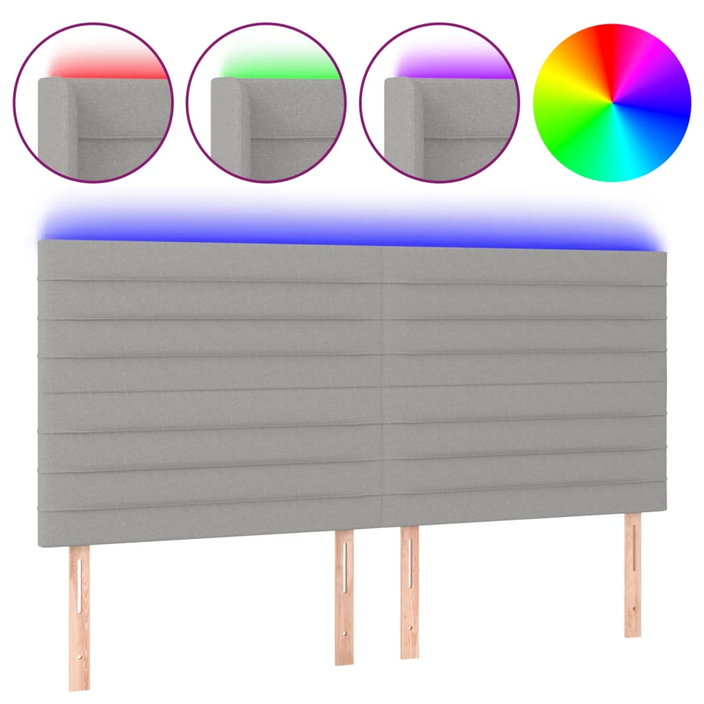 LED uzglavlje svjetlosivo 180x5x118/128 cm od tkanine
