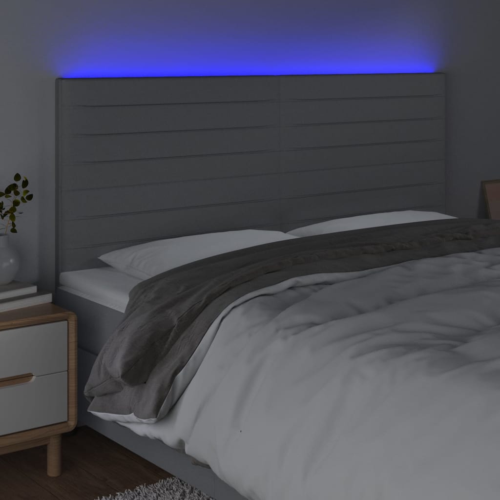 LED uzglavlje svjetlosivo 180x5x118/128 cm od tkanine