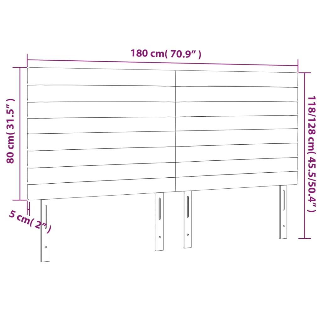 LED uzglavlje svjetlosivo 180x5x118/128 cm od tkanine