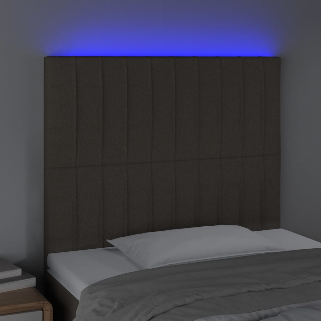 LED uzglavlje smeđesivo 80x5x118/128 cm od tkanine