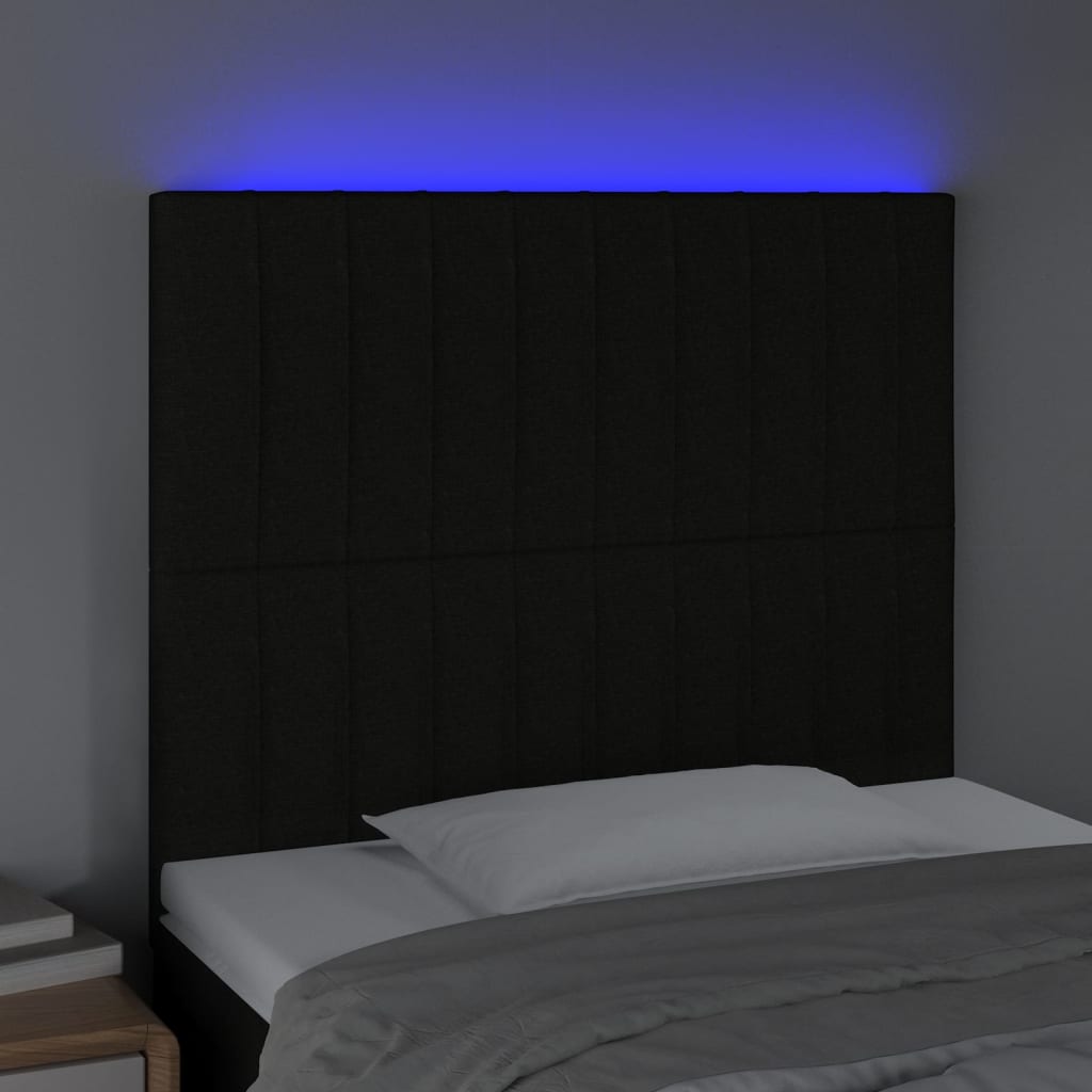 LED uzglavlje crno 100x5x118/128 cm od tkanine