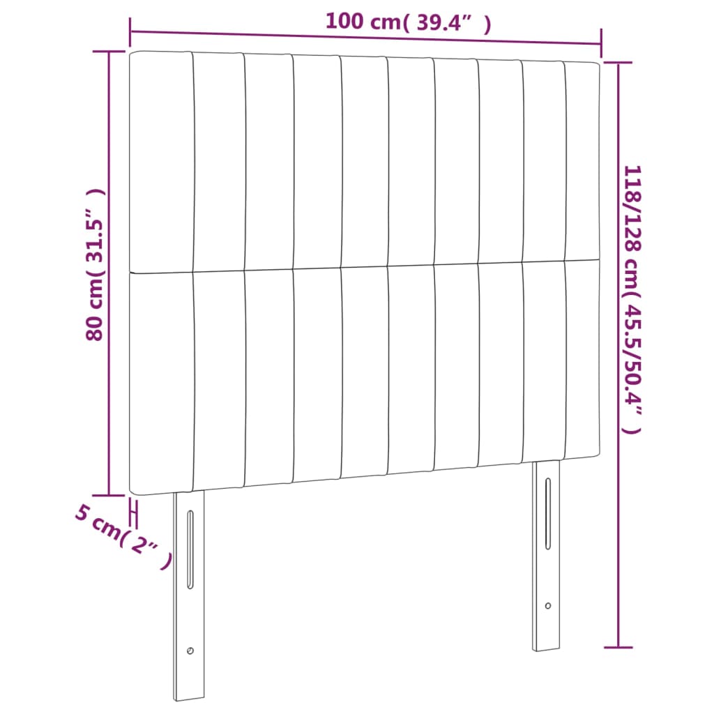 LED uzglavlje crno 100x5x118/128 cm od tkanine
